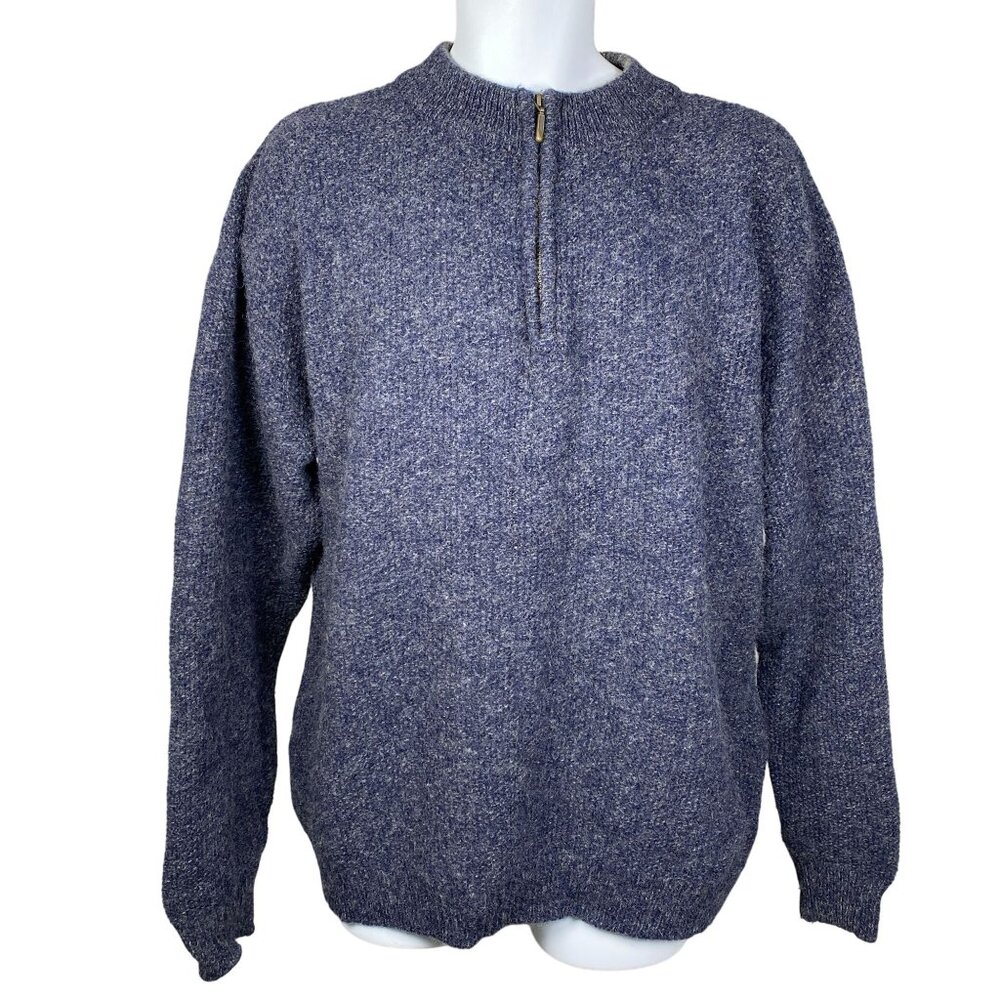 Vintage Woolrich Half Zip Wool Blend Pullover Sweater Mens XL Long Sleeve Blue